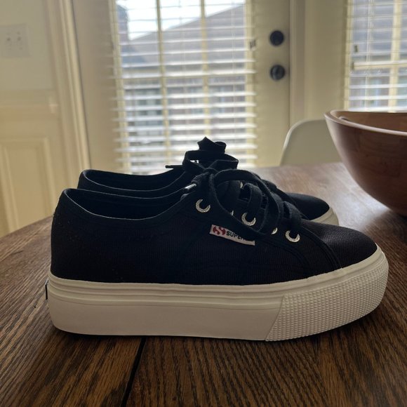 2970 Platform Sneakers - Black Superga Size 36 - Picture 1 of 10